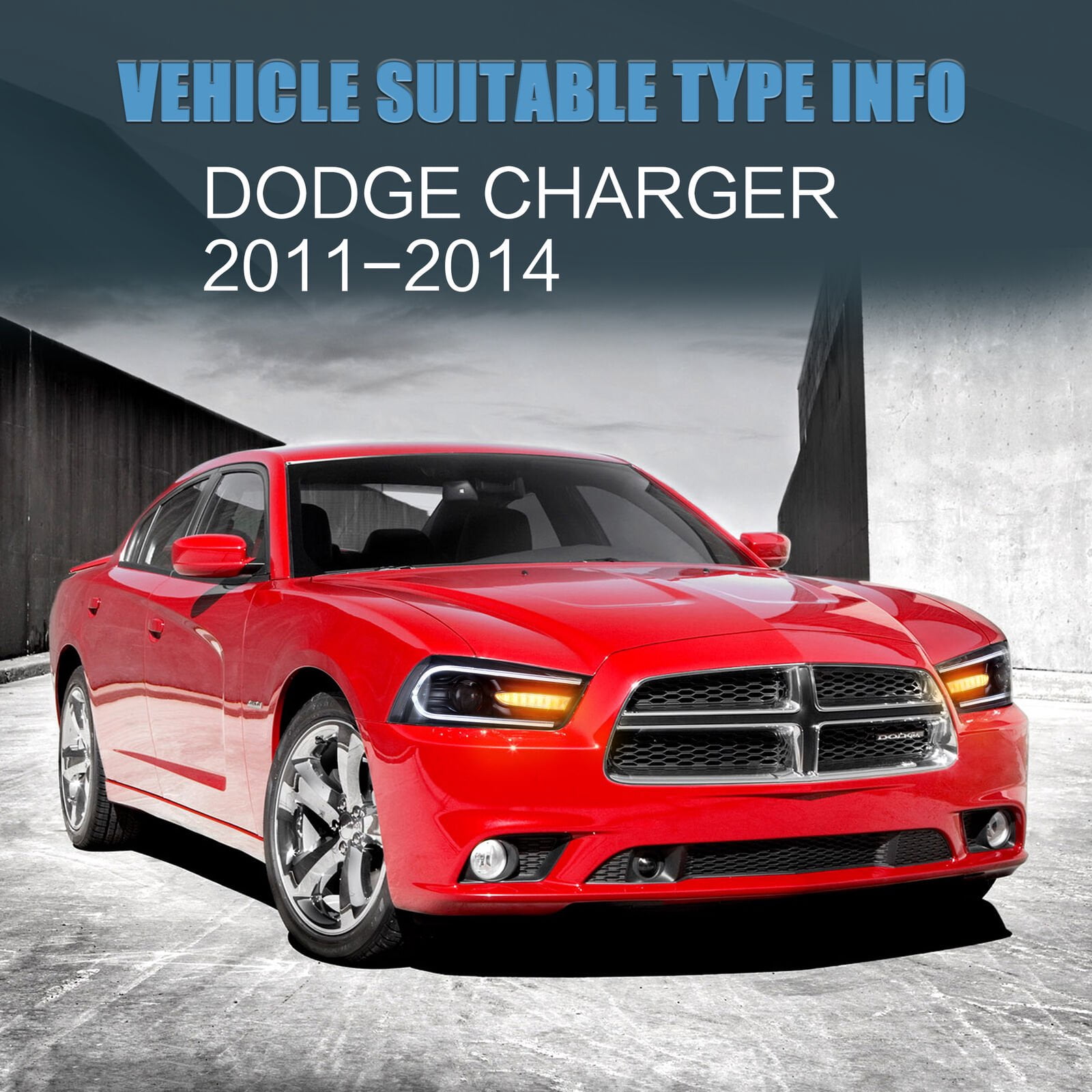 VLAND for Dodge Charger 2011 2012 2013 2014 Dual Beam Projector Headlights Replacement Assembly (Bulbs Included)
