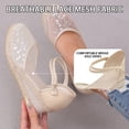 thumbnail image 4 of Espadrilles for Women Sequin Mesh Closed Toe Wedge Sandals Classic Summer Beach Vacation Casual Heels with Ankle Strap Beige Size 7.5, 4 of 6