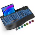thumbnail image 1 of Teclado EAYBLY ergonómico retroiluminado con cable USB y reposamuñecas, 1 of 9