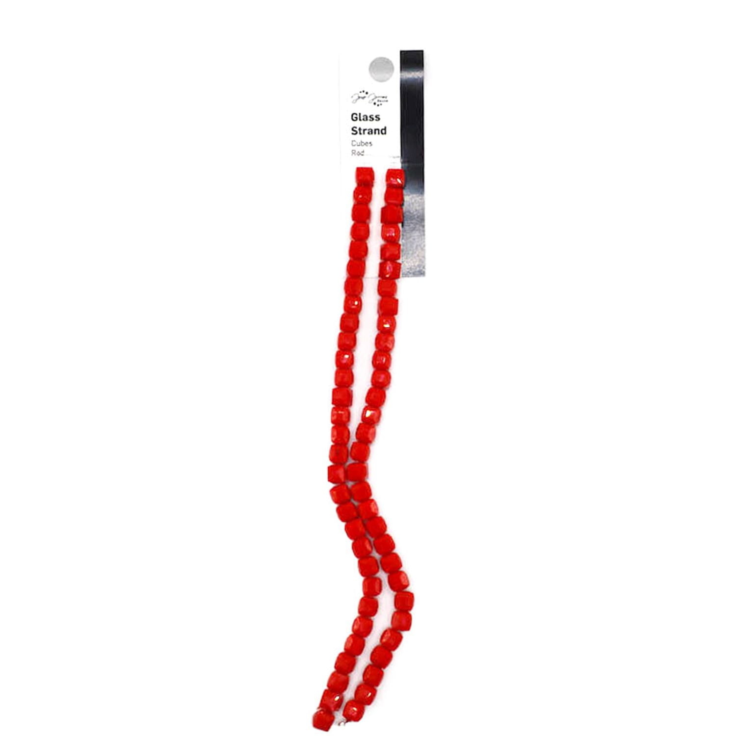 (2 pack) Jesse James Glass Strand Beads, Cube Shape, Red Color, Unisex, Suitable for Ages 16 and Up, 1 Piece