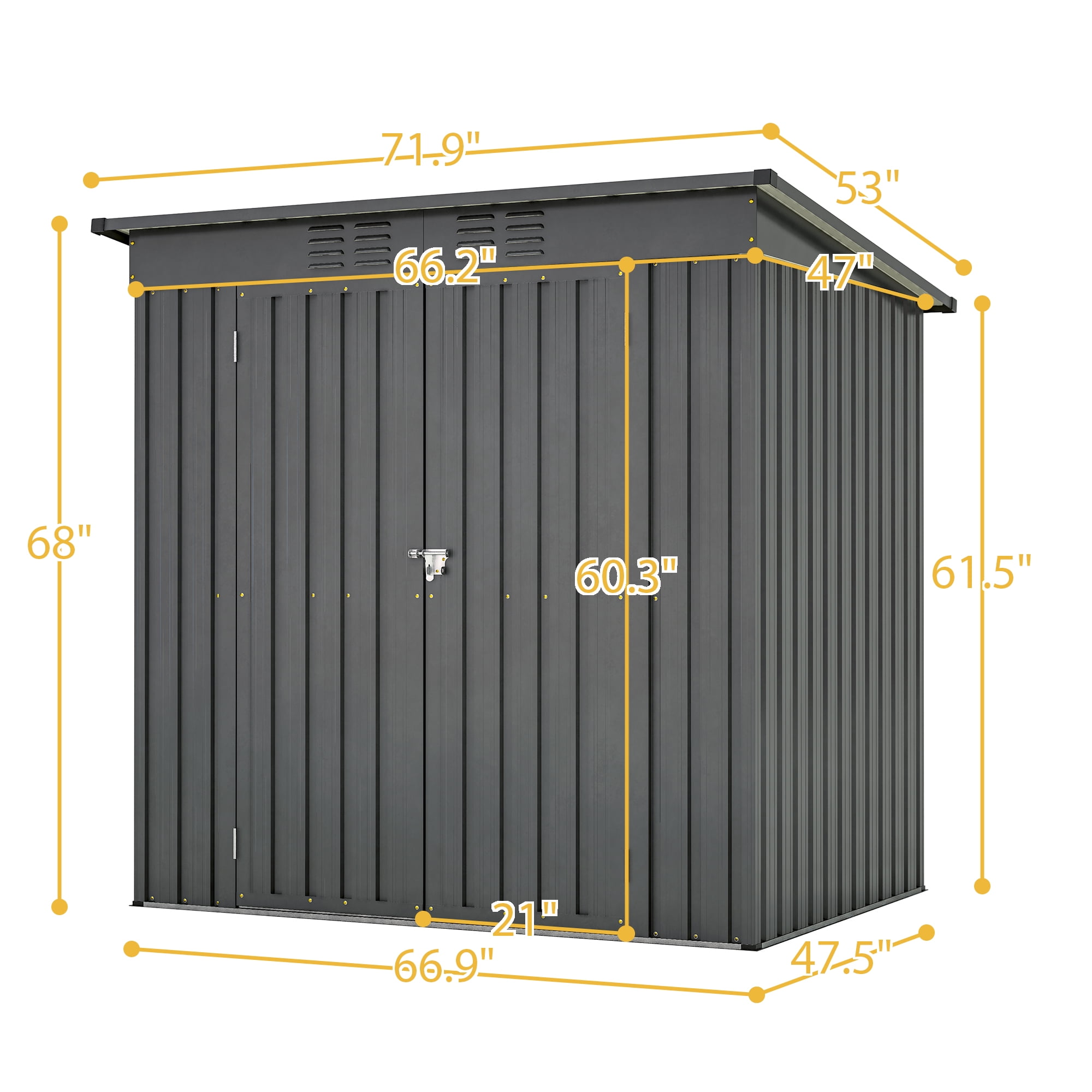 6' x 4' Outdoor Storage Shed with Metal Base, Metal Tools Storage Shed, Galvanized Steel Garden Shed with Lockable Doors for Backyard, Patio, Lawn, 6' x 4' Outdoor Storage Shed with Metal Base, Metal Tools Storage Shed, Galvanized Steel Garden Shed with Lockable Doors for Backyard, Patio, Lawn,