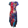 thumbnail image 4 of SMihono Robes d'Été Bohémiennes pour Femmes Grande Taille Décontractées Poches Manches Courtes Imprimées Col Rond Longueur Cheville, 4 of 5