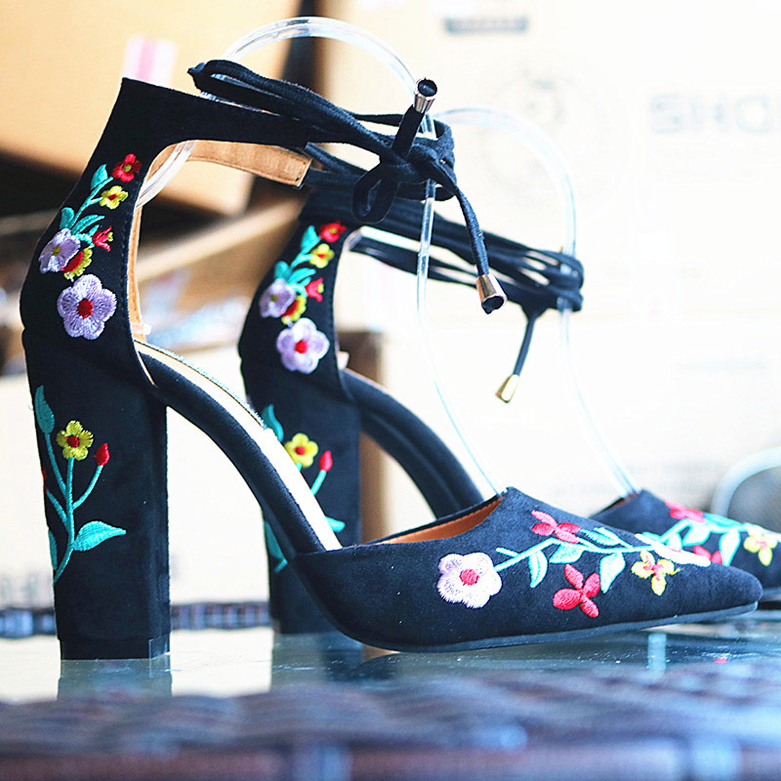Floral Silk Shoes Sandals Footwear Pumps Open Toe Women Satin Ankle Strap  Super-high High Heels Evening Stiletto Flower Applique - AliExpress