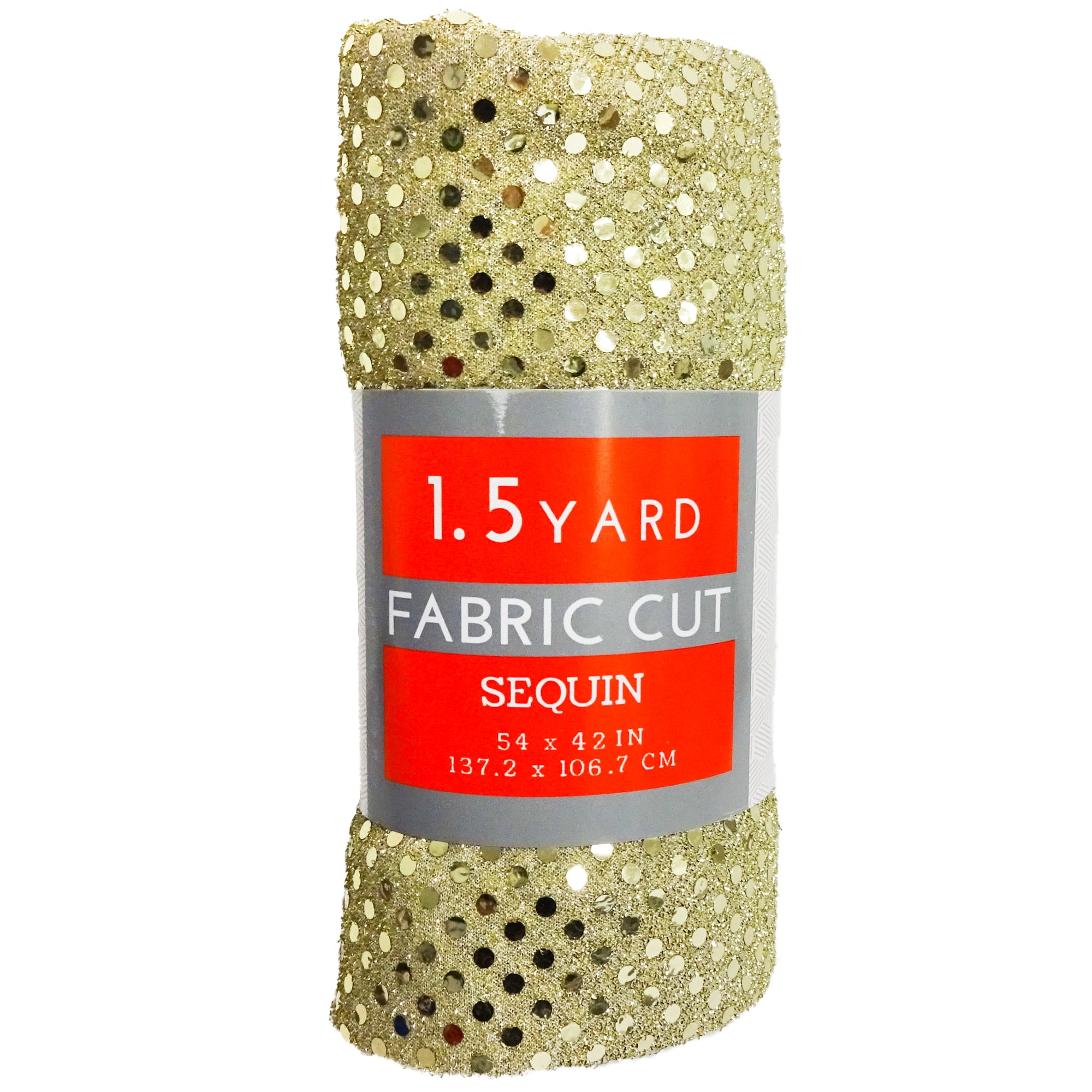 Shason Textile 37.5” x 1.5 Yards Wide 3mm Spangle Knit Sequin Holographic Precut Fabric, Gold