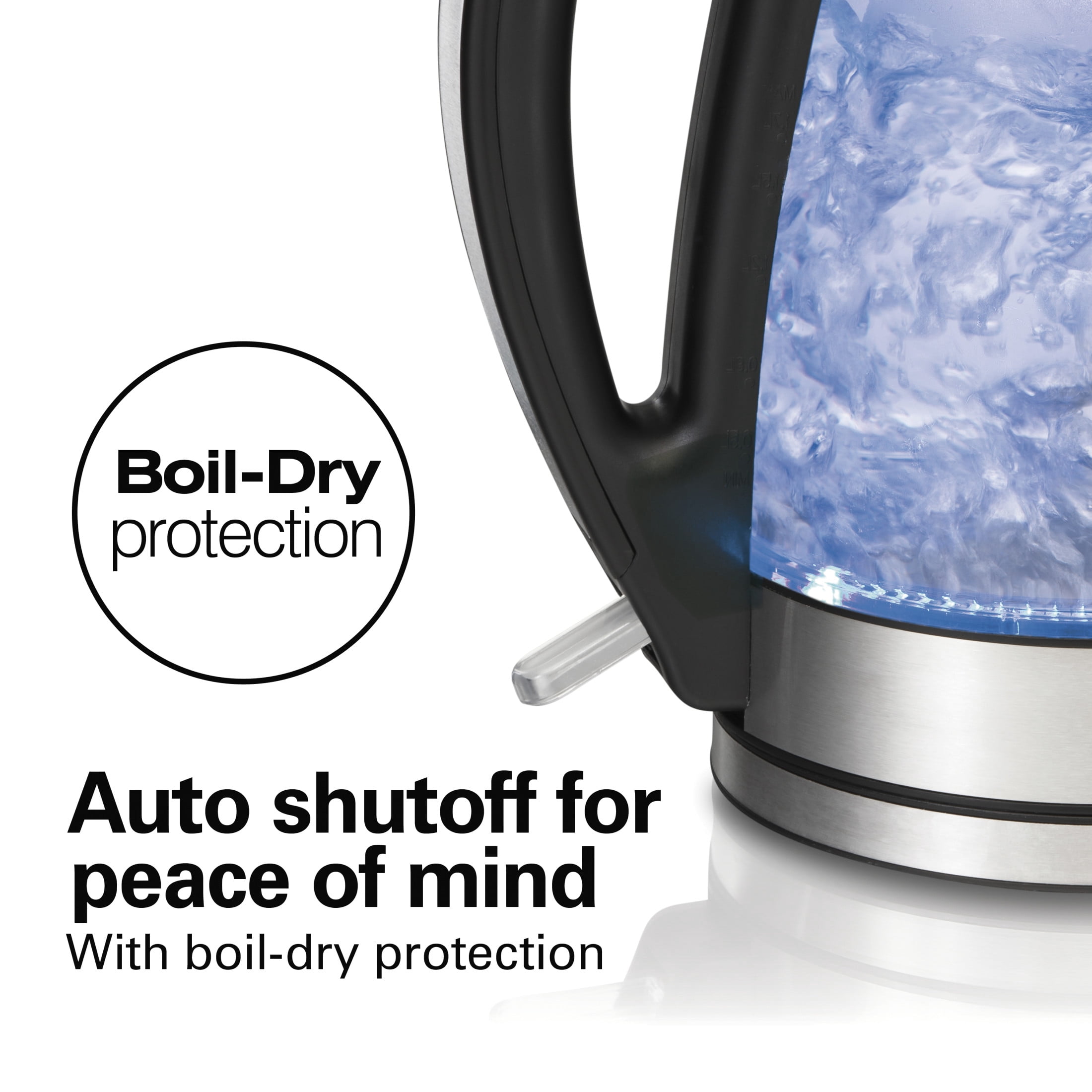 Hamilton Beach Glass Electric Kettle, Tea & Water Kettle with LED Light Ring, 1.7L