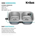 thumbnail image 6 of KRAUS Premier 32” Undermount 50/50 Double Bowl 18-Gauge Stainless Steel Kitchen Sink, 6 of 8
