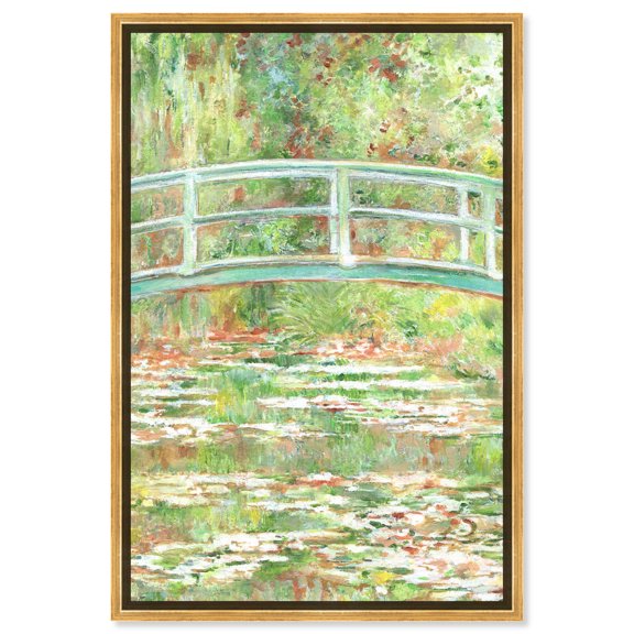 The Garden Impressionism Wall Art /Monet And Van Gogh Inspired Art Canvas Wall Art by Art Remedy, Gold Floater Frame, 11.5" x 16.5"