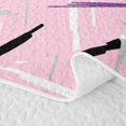 thumbnail image 5 of Castle Fairy Graffiti Cross Line Bed Spread Queen 3pcs,Abstract Minimalist Stripes Queen Coverlet Set,Pink Purple Black,1 Quilt and 2 Pillowcases, 5 of 7