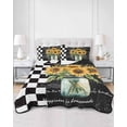 thumbnail image 3 of Quilts Twin XL Size, Sunflower Vintage Soft Comforter Bedding Set for Bed, Farmhouse Floral Black Checkered Lightweight Quilted Bedspread with Pillow Cover(2 Pieces) for All Season, 68x98 Inch, 3 of 6