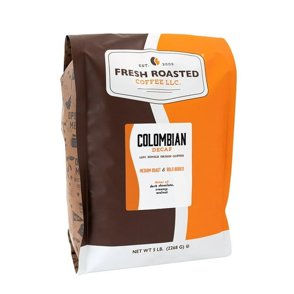 Fresh Roasted Coffee, Colombian Decaf Coffee, Medium Roast, Whole Bean, 80 oz 5 lbs