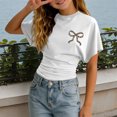 thumbnail image 2 of lnmuld Girls' Leopard Print Bow Crop Top - Short Sleeve Ruched Casual Tee Size:11-12 Years, 2 of 4