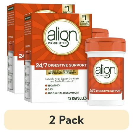 (2 pack) Align Probiotic Capsules, Men and Women's Daily Probiotic Supplement for Digestive Health, 42 Count