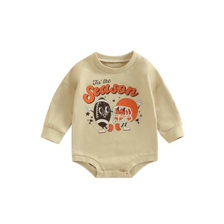 

Ma&Baby Infant Baby Football Sweatshirt Romper Rugby Long Sleeve Bodysuit Fall Outfit