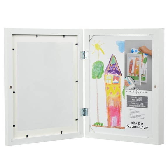 9" x 12" White Kids Artwork Display Frame by Studio Décor - Display Children's Drawing and Artwork - Hold Up to 50 Pieces - 1 Pack