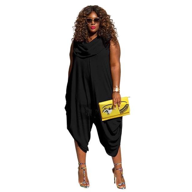 Combinaison pour Femme Grande Taille Sans Manches à Col Bénitier Combinaison Short Combinaison Ample