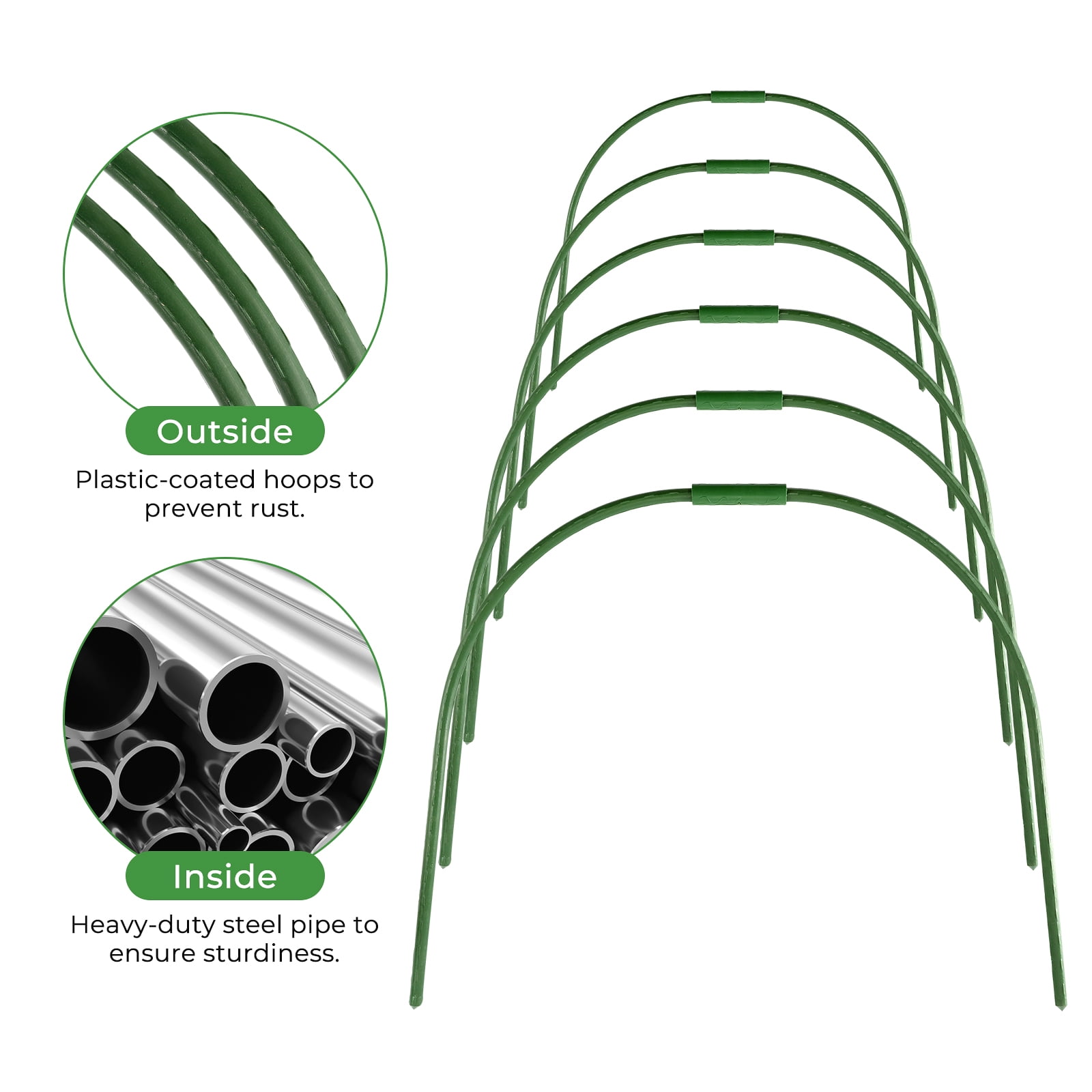Garden Hoops Bracket Kit - 6 Sets Plants Support Frames for Outdoor Vegetable Fruits Flowers Vine Climbing Pole