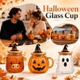 thumbnail image 3 of Halloween Pumpkin Cow Glass Cup with Lid and Glass Straw, Cute Spooky Borosilicate Drink Tumbler, Eco Reusable Straw Cup for Daily Office & Halloween Party Gifting, 3 of 7