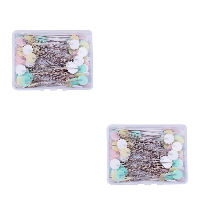 Matsuzay Alfileres de confección DIY agujas de coser decoración de costura herramientas de costura reutilizables Color luz al azar flor 100 Flor de luz 100PCS 2Conjunto