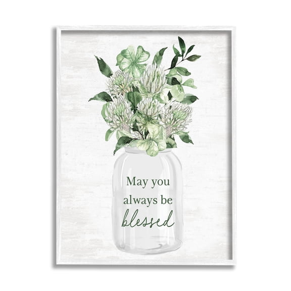 Stupell Industries Be Blessed Herb Bouquet Botanical & Floral Painting White Framed Art Print Wall Art, 11 x 14