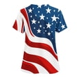 thumbnail image 4 of Gamivast Scrubs for Women American Flag Print V-Neck Short Sleeve Nursing Scrubs Breathable Quick-Dry Usa Scrub Shirts Trendy Fit Healthcare Uniform, 4 of 5