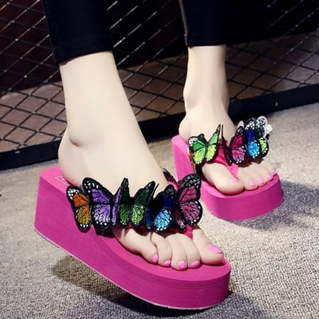 

Cathalem Women Girls Butterfly Floral Wedges Flip Flops Sandals Slippers Beach Shoes Women S Flip Flops Size 6 B 8.5