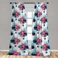 thumbnail image 2 of Modern Floral Window Curtains, Dreamy Abstract Boho Rounds with Tropical Hibiscus Pattern Art, Lightweight Decor 2-Panel Set with Rod Pocket, Pair of - 28"x95", Dark Cocoa Sea Blue Cream, by Ambesonne, 2 of 3