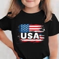 thumbnail image 2 of Afuyipoi Girls Graphic T-Shirt （for 3-15） Short Sleeve Independence Day Celebration Crew Neck Patriotic Tops Tee for Boys Black Size 5, 2 of 6