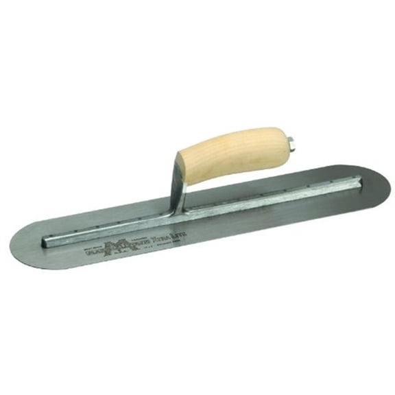 MARSHALLTOWN MXS81FR Fully Rounded Finishing Trowel, 18 x 4 inch High Carbon Steel Concrete Finishing Tool for Masonry and Sidewalks