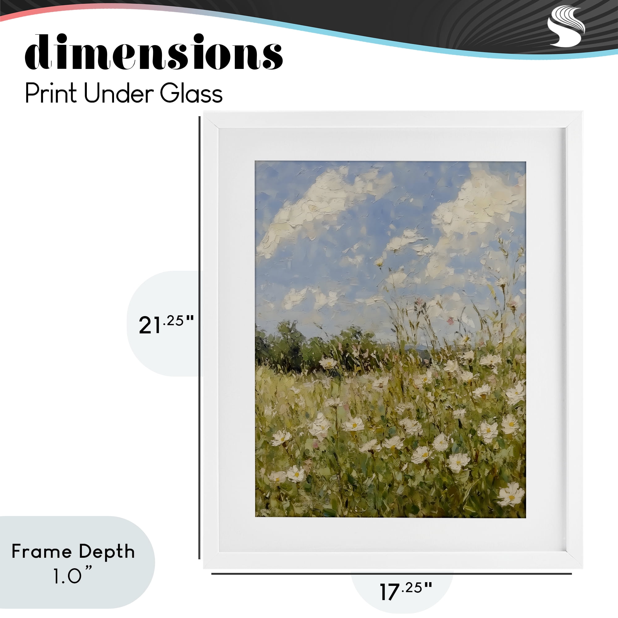 Stupell Industries Wildflower Field Beneath Blue Sky White Framed Print Under Glass, design by LSR Design Studio