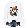 thumbnail image 4 of Halloween Sweatshirt for Women Hoodless Sweatshirt Oversized Crewneck Sweatshirt for Women Long Sleeve Pullover Comfort and Relaxed Fit White XL, 4 of 4