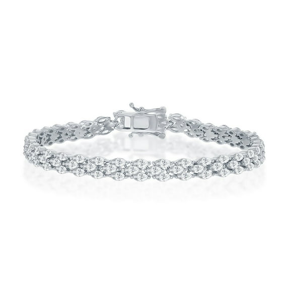 TheJewelryHut Designer Sterling Silver Triple Row Marquise-Shaped CZ Tennis Bracelet