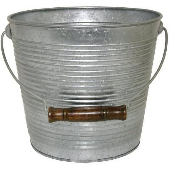 PerfectPatio 10” x 10” x 10” Round Galvanized Metal Ribbed Plant Pot & Planter with Handle