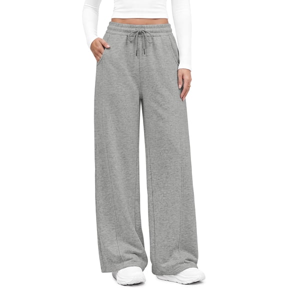 Fantaslook Womens Wide Leg Sweatpants High Waisted Baggy Pants Fashion Drawstring Athletic Sweatpants with Pockets