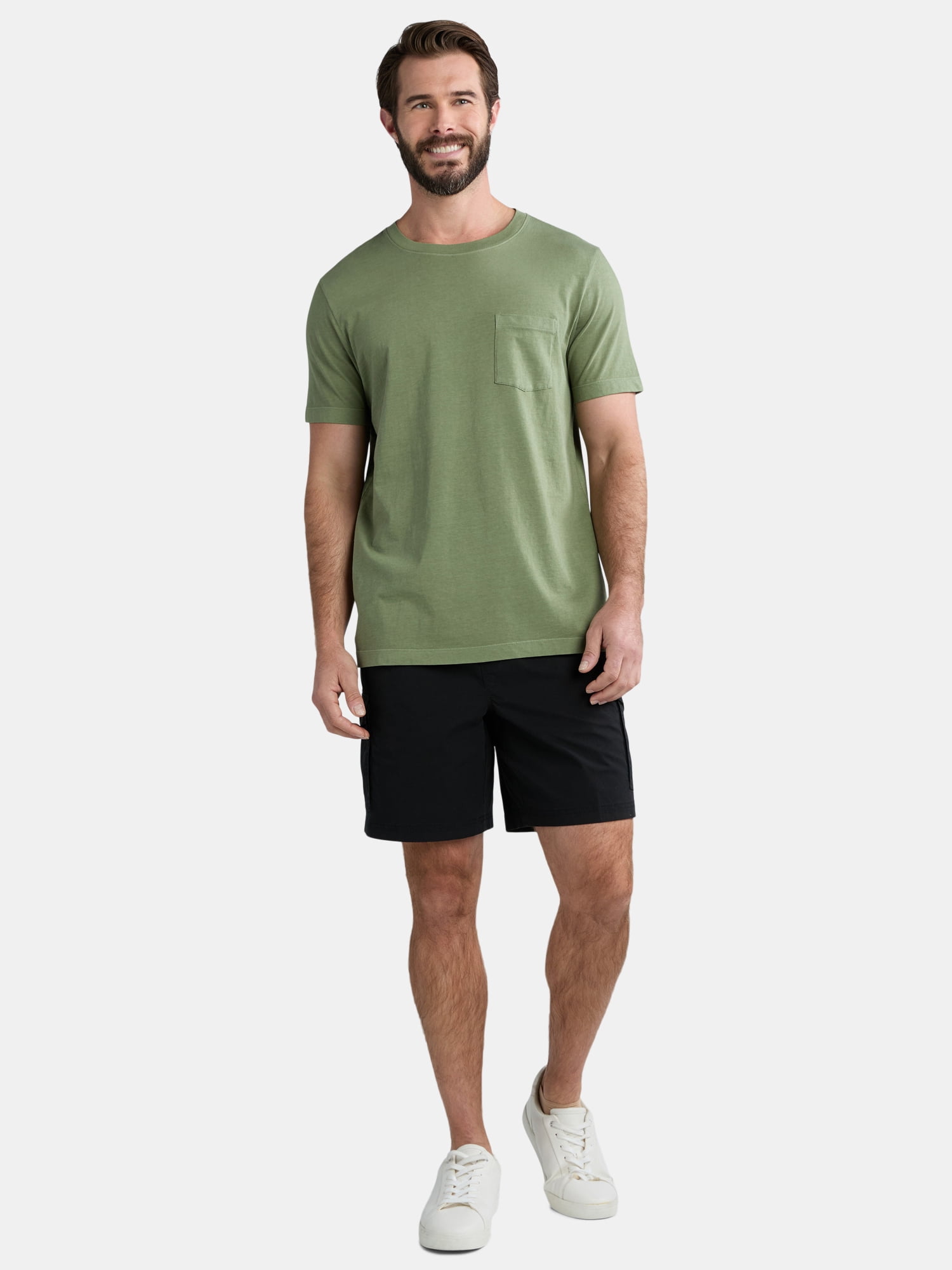George Men's Garment Wash Crewneck Pocket Tee with Short Sleeves, Size XS-3XL