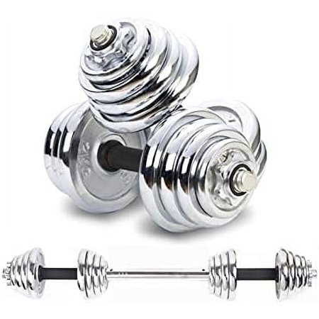 Cast Iron Adjustable Dumbbells Weight Set to 110 Lbs, Free Weight with Connecting Rod Used As Barbell, for Men and Women Home Gym Work Out Training Fitness Equipment All-Purpose