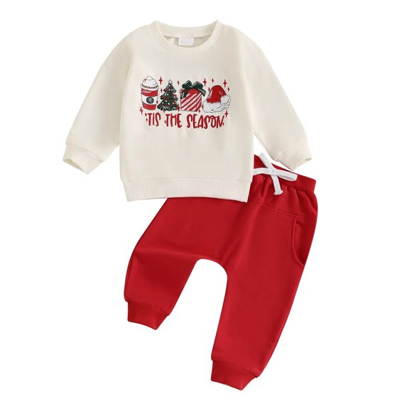 Toddler Baby Boy Fall Winter Clothes 6 12 18 24 Months 2T Crewneck Sweatshirt Long Sleeve Trucks Shirt and Pants Cute Boys Outfits