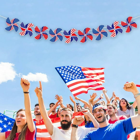 Holiday Deals! Gspmoly Patriotism Bunting Banners Red Blue Star Pre Assembled 4Th of July Banners Holiday Hanging Decorations for Independence Day Memorial Day Party Home Decor Holiday Deals