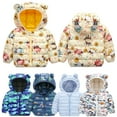 thumbnail image 4 of Godderr Toddler Baby Winter Down Jackets Outerwear for Boys Girls Cotton Coats Cute Dinosaur Ear Hooded Cartoon Jackets Newborn Snow down Jacket for 9m-5y, 4 of 7