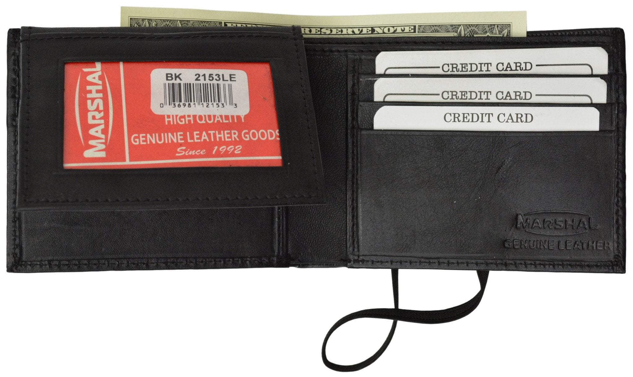 Soft Leather Credit Card Holder with Space for Paper money Button Closer Black 