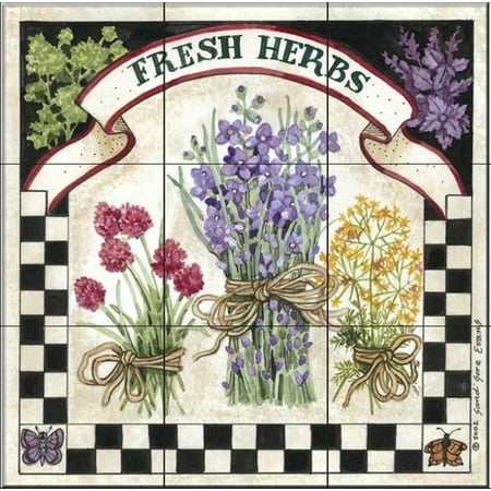 Ceramic Tile Mural - Fresh Herbs - by Sandi Gore Evans - Kitchen backsplash / Bathroom