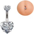 thumbnail image 1 of Anillos de ombligo de acero quirúrgico 14G con forma de corazón facetado y circonita cúbica, joyería para piercing corporal oso de fresa Electrónica, 1 of 5