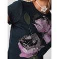 thumbnail image 4 of Raccmtaty Women's Summer Casual Crop Tops Short Sleeve Crewneck Flower Print Short T-shirt, 4 of 6