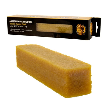 

Dura-Gold Abrasive Cleaning Stick for Sanding Discs Sandpaper Belts Skateboards - 8 Long Natural Rubber Eraser Stick - Grip Tape Cleaner Dirt Grim Debris - Clean Sander Remove Sawdust Residue