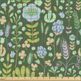 thumbnail image 2 of Ambesonne Floral Fabric by the Yard Upholstery, Pastel Color Spring Beauty, 2 Yards, Reseda Green Multicolor, 2 of 5