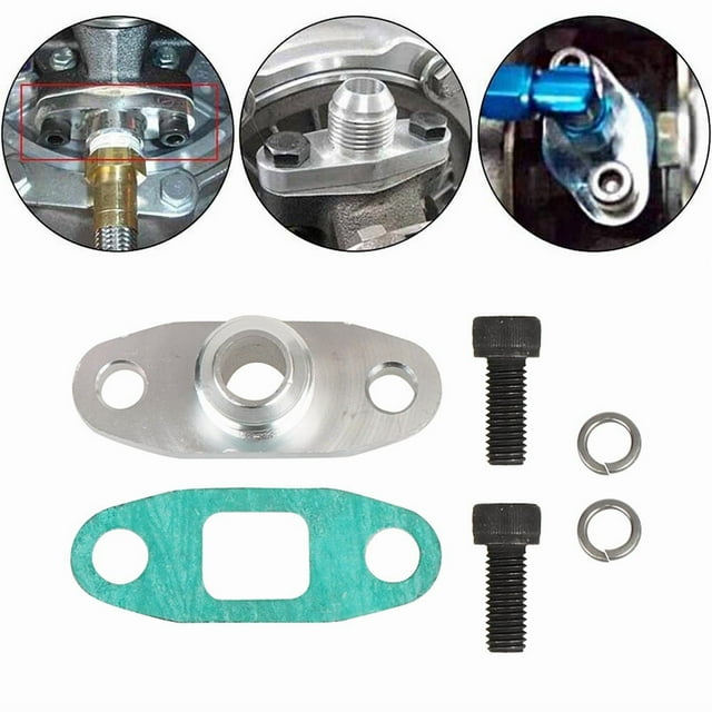 For T3, T4, T04B Turbo Oil Return Drain Flange Gasket AN4 Fitting Adapter Kit