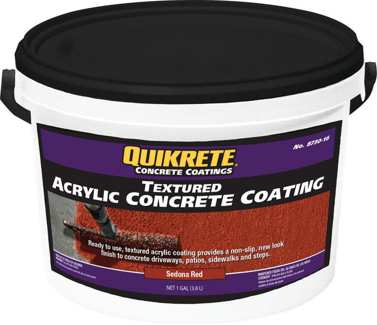 Quikrete 873016 NonSlip Concrete Coating, Sedona Red, Textured, 1 gal