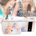 thumbnail image 5 of For Google Pixel 6A Marble Patterned Case with Card Holder, Back Folio Kickstand PU Leather + Soft Crystal Bumper Edge, Magnetic Clasp Back Cover For Google Pixel 6A,Marble #1, 5 of 6