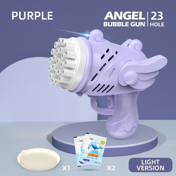 Pistola de burbujas eléctrica automática para niños, jabón, cohete, máquina de burbujas, juguete para fiesta de bodas al aire libre, luz LED, regalos de cumpleaños para niños