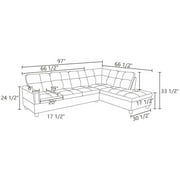 L Shape Sectional Sofa Couches Set, Upholstered Leather Corner Couch with Tufted Cushions for Living Room, Dark Brown