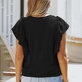 thumbnail image 2 of Valcatch Womens Ruffle Short Sleeve Shirts Casual CrewNeck Knit Ribbed Tops, 2 of 5